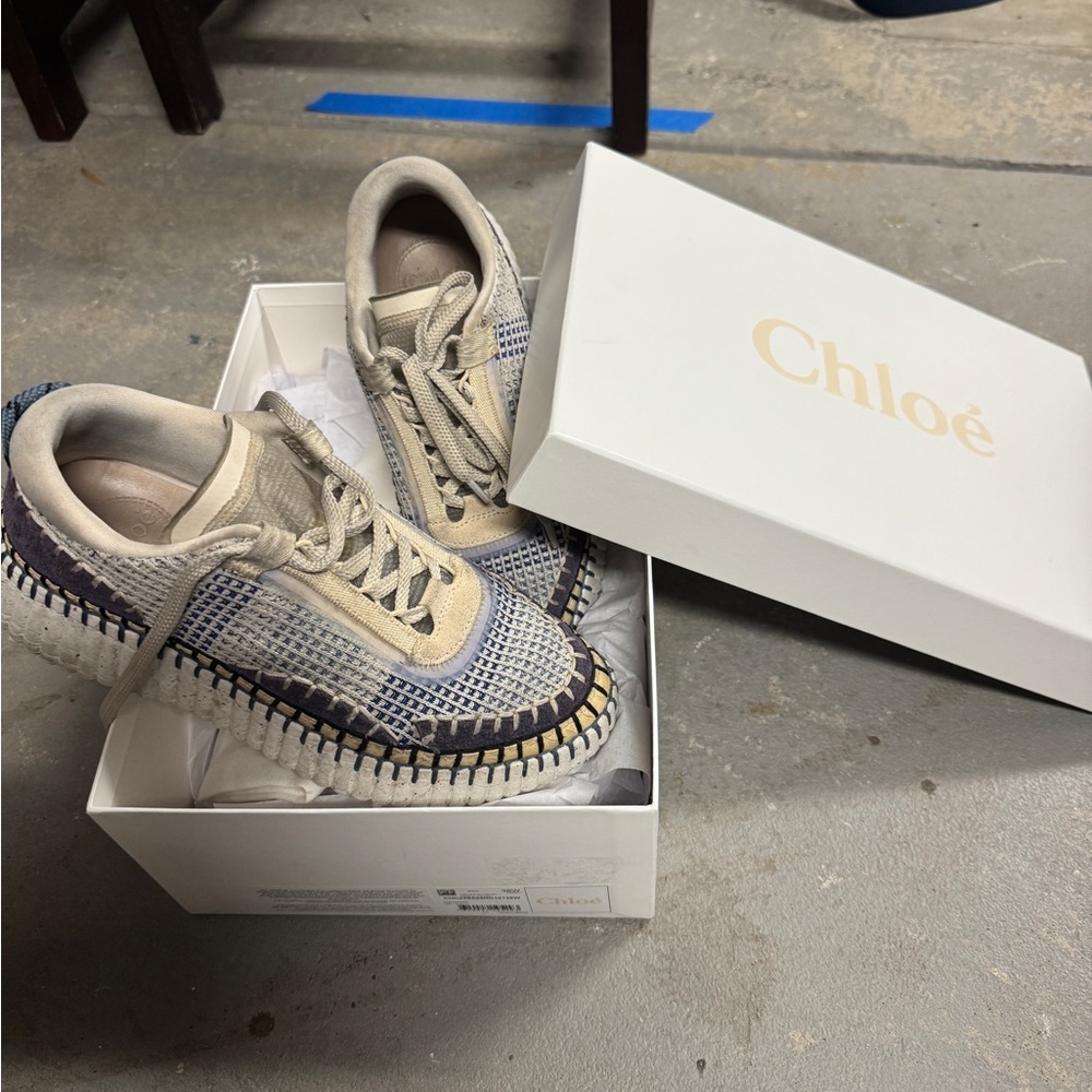 Chloé Beige and Blue Sneakers